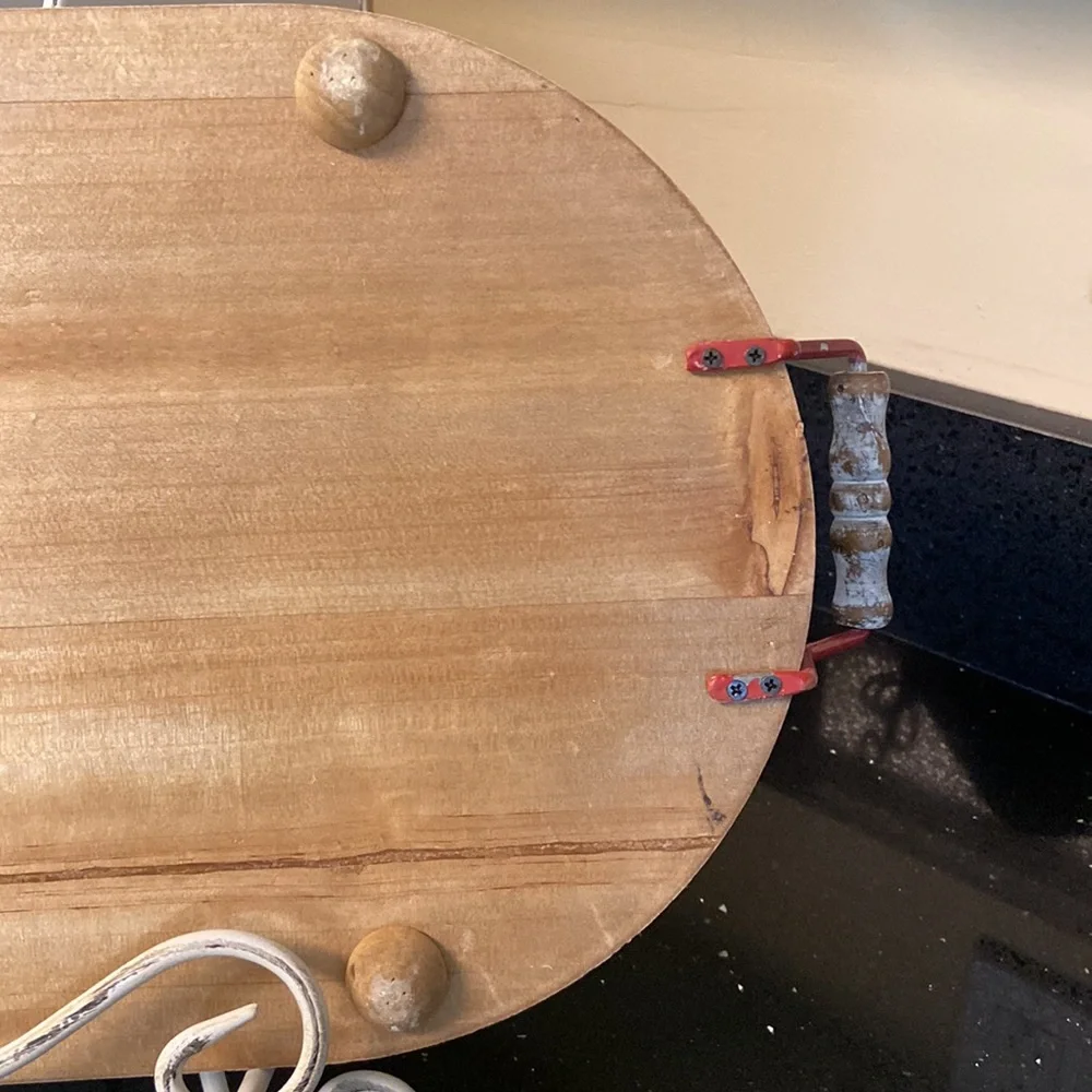 18” Tray HOLLY BERRY Christmas Holiday Wood Shabby Chic Chippy Beaded Farmhouse - Picture 10 of 10